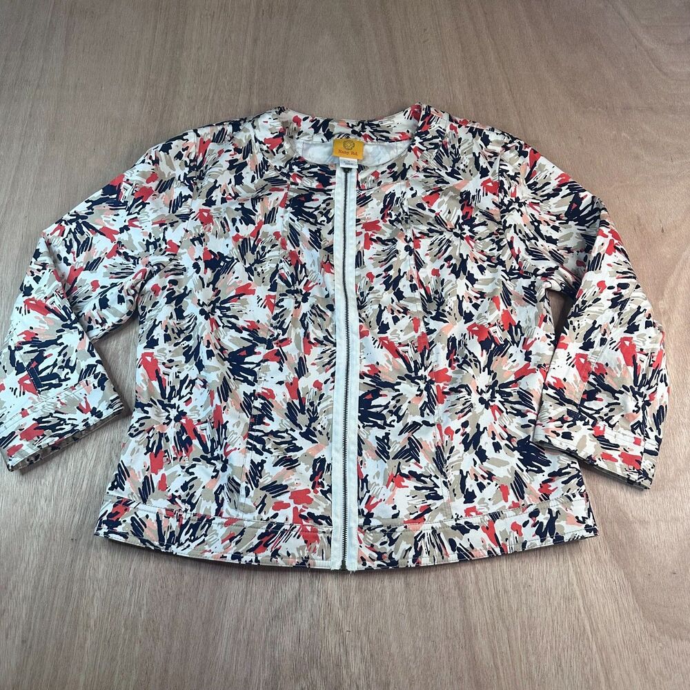 Ruby Rd Women's Jacket Size 12 Zip Front Abstract Print Cotton Blend